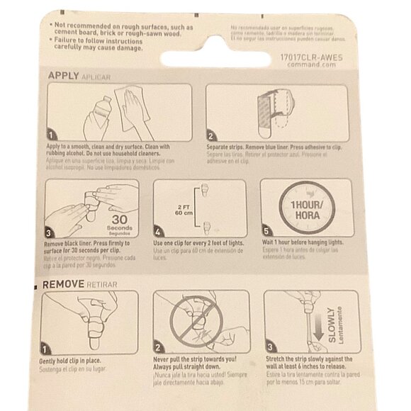 3M Command Outdoor Light Clips With 20 Strips Damage-Free Hanging Clear NEW - Picture 7 of 7